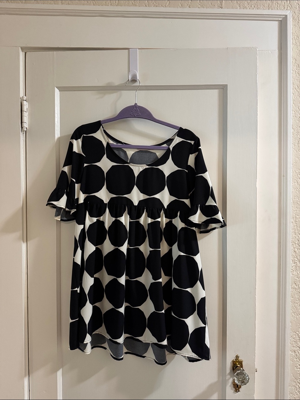 Black & White Oversized Polka Dot Babydoll Top